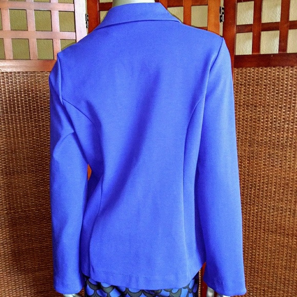 CHICO'S LONG COBALT BLUE KNIT BLAZER NWOT - Picture 3 of 6